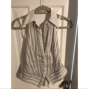 Halter white and black tuxedo top/ backless